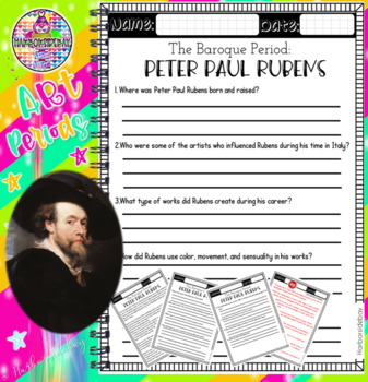 Preview of Peter Paul Rubens Reading Comprehension | Baroque Art History Worksheets