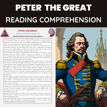 Preview of Peter The Great Reading Comprehension | Russian History | Russia Empire and Tsar