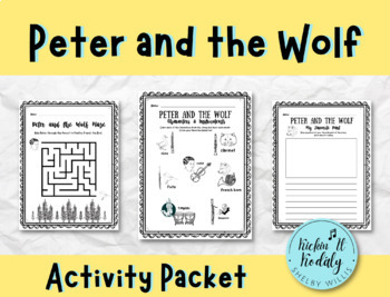 Preview of Peter and the Wolf Activity Packet: Coloring Sheets, Mazes, Matching, & More!