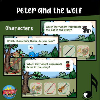 Preview of Peter and the Wolf Characters, Themes, Instruments on  Boom Cards™