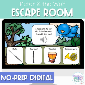 Preview of Peter and the Wolf Digital Music Escape Room for Instruments of the Orchestra