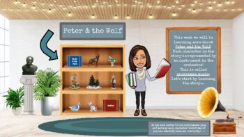 Preview of Peter and the Wolf: Instruments of the Orchestra Virtual Bitmoji Classroom