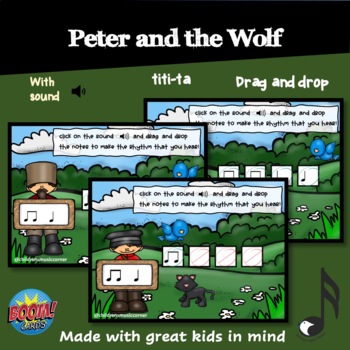 Peter and the Wolf Rhythm (ta-titi) Digital Task Cards on Boom Cards™