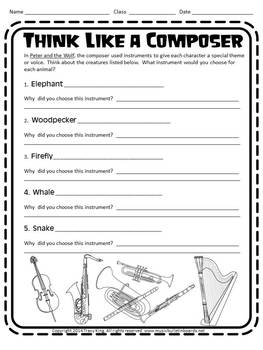Peter and the Wolf -Set of 7 Worksheets and Writing Prompts | TpT