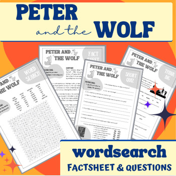 Preview of Peter and the Wolf WORDSEARCH with Fact Sheet & Questions