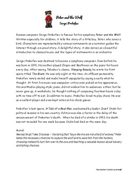 Preview of Peter and the Wolf (short bio and worksheet)