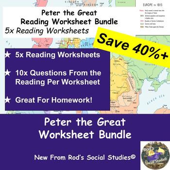 Preview of Peter the Great Lesson Reading Worksheet Bundle **Editable**