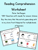 Peter the Penguin- Reading Comprehension Worksheet w/ Visuals