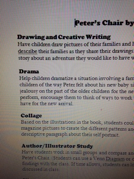 Preview of Peter's Chair by Ezra Jack Keats, Arts Integration ideas