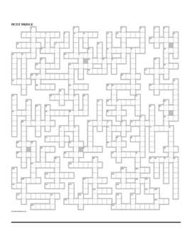Preview of Mots croisés sur le texte entier du Petit Prince-Giant Crossword Puzzle-French