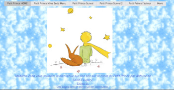 Preview of Petit Prince Webpages of activities and general info
