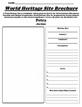 Preview of Petra (Jordan) World Heritage Site Worksheet