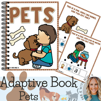 Preview of Pets Adaptive Book Preschool Special Education Pets Theme
