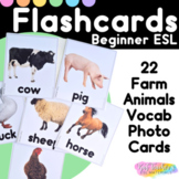 Editable ESL Flashcards Farm Animals Vocabulary Photo Picture Cards ESL SPED