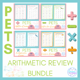 Pets Arithmetic Review Worksheets Bundle