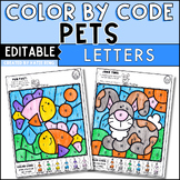 Pets Color by Letter Alphabet Coloring Pages Editable Activities