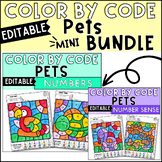 Pets Color by Number and Number Sense/Subitizing Bundle Editable