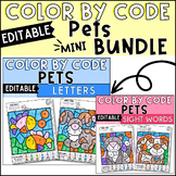Pets Color by Sight Word and Letter Recognition Practice Editable