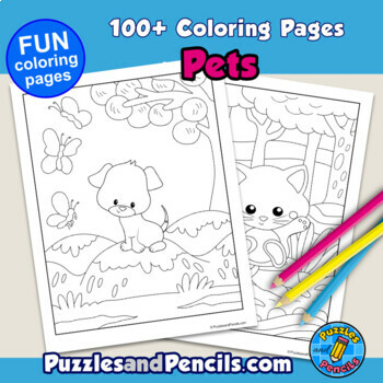 Pets Coloring Pages | 100+ Pages to Color by Puzzles and Pencils