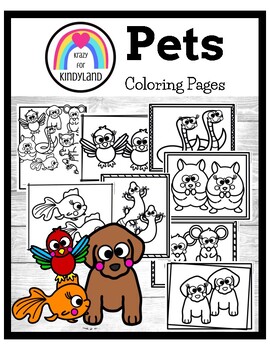 Pets Coloring Pages Booklet: Dog, Cat, Bird, Fish, Gecko, Mouse, Hamster