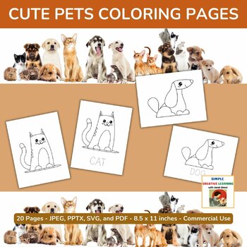Pets Coloring Pages - Commercial Use Allowed | TPT