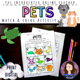 Pets ELA/ESL/EFL Animal Vocabulary Coloring Worksheets