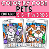 Pets Editable Color by Code Sight Word Practice Morning Wo