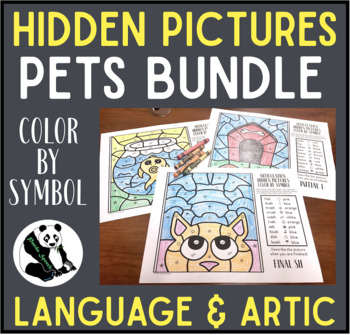 Preview of Pets Color by Symbol Hidden Images BUNDLE! Speech Therapy