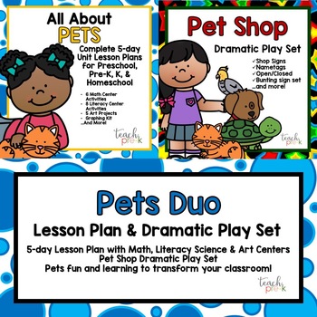 Preview of Pets Lesson Plan & Pet Shop Shop Dramatic Play Bundle!