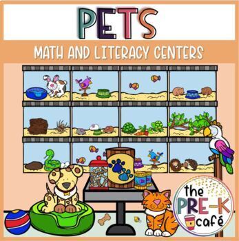 Preview of Pets Math Phonics Letters and Literacy Centers Activities | vet | community