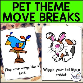Preview of Pets Movement Breaks Cards | Pet Theme