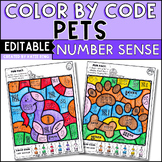 Pets Number Sense Color by Code Editable Early Finisher Su