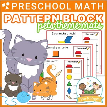 Preview of Pets Pattern Block Mats | Shape Activity for Pre-K Preschool Math