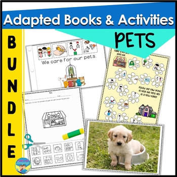 Preview of Pets Preschool Photo Activities Bundle | Adapted Books | Worksheets | Games