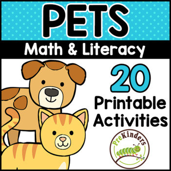 Preview of Pets Printable Math & Literacy Activities for Pre-K, Preschool, Kindergarten