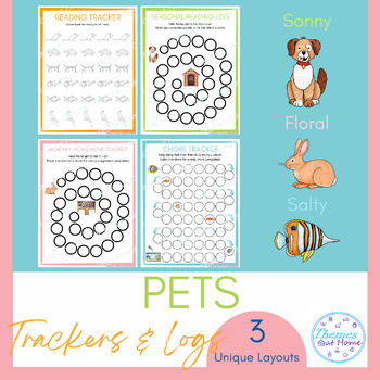 Preview of Pets Reading, Homework, and Chore Trackers & Logs