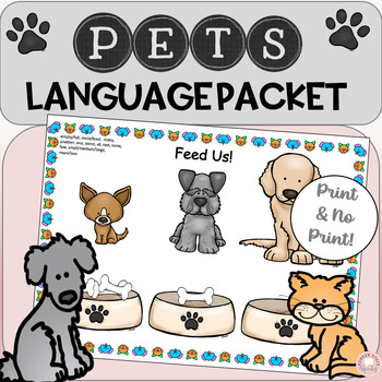 Preview of Pet themed Language Activities preschool Speech Therapy