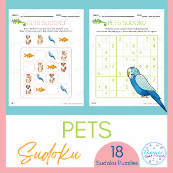 Preview of Pets Sudoku Puzzles (Picture, Cut-and-Paste, Easy, Hard)