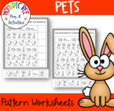 Pets Theme: Cut-and-Paste Pattern worksheets
