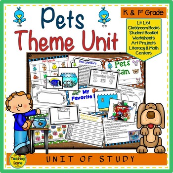 Preview of Pets Unit:  Literacy & Math Centers & Activities