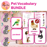 Pets Vocabulary Bundle with Flash Cards Games and Worksheets