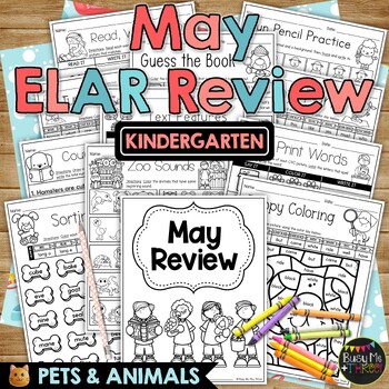 Preview of Pets Worksheets for Kindergarten ELAR REVIEW No Prep Early Finisher Activities