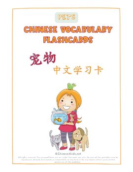 Preview of Pets and Pet Accessories Montessori 3-Part Chinese Learning Flashcards
