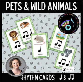 Preview of Pets and Wild Animals Rhythm Cards- 48 cards!