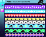 Pets decorative elements: borders, corners, frames and badges