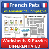 Pets in French Worksheets and Puzzles Les Animaux de Compa