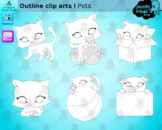 Pets outline clip arts