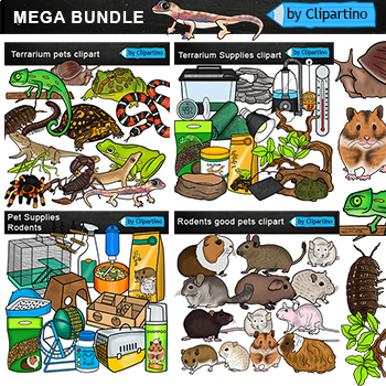 Preview of Pets shop Clip Art commercial use BUNDLE: Small Terrarium Pets & Rodents