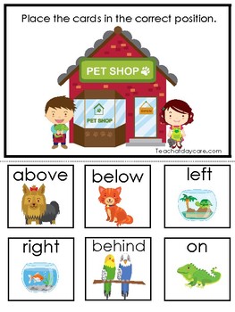 pets themed printable preschool positional word game activity tpt