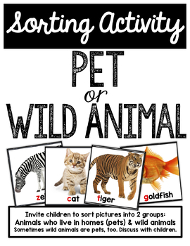 Preview of Pets vs Wild Animals Sorting Activity Cards